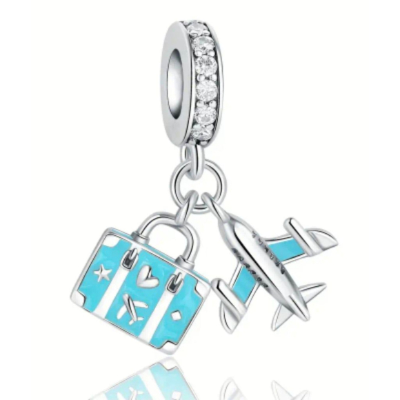 Unbranded Jewelry - Women's Travel Charm Bracelet, One Size, Silver & Blue